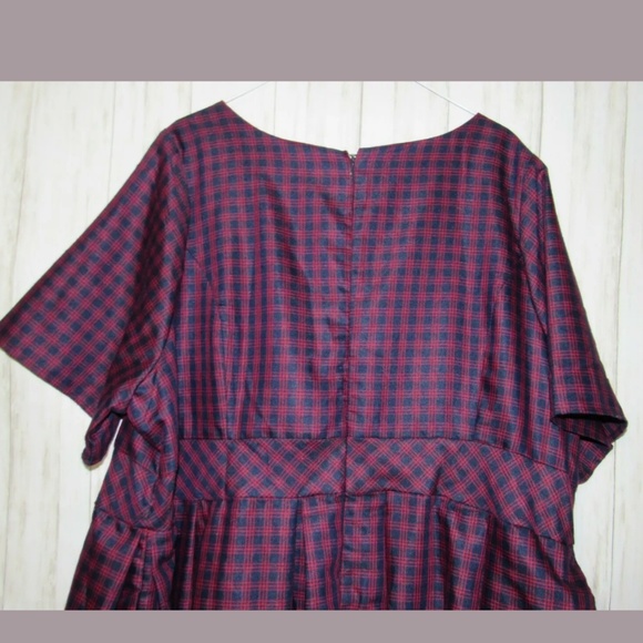 4X Modcloth Plus Size Retro Red Plaid Dress - Picture 6 of 8